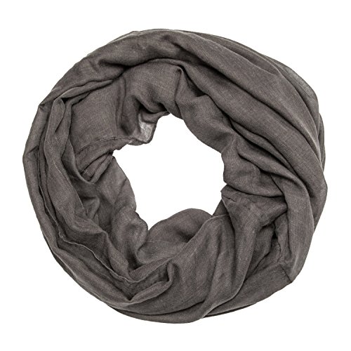 MANUMAR Loop Bufanda unicolor para mujer | pañuelo fino gris oscuro como accesorio perfecto para el verano | Bufanda mujer de tubo | Fular mujer infinita | idea del regalo