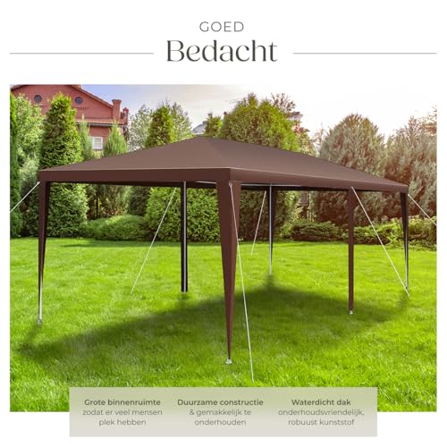 tectake® Partytent Almchalet, Paviljoen in Alpenstijl, Apres Ski Tent, Waterdicht Zeildoek, 6 Verwijderbare Zijpanelen, Weerbestendig Tuinpaviljoen, Inclusief Spanlijnen en Haringen, Feesttent - Afbeelding 4