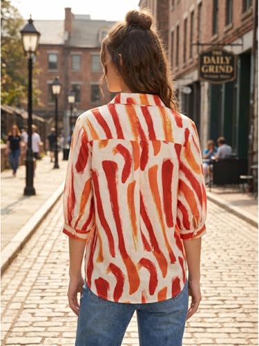 Image of URBAN OX Women's Casual Shirt - Stylish Printed Long Top for Women & Girls | Elegant Shirt for Women | Breathable Summer Tops for Women