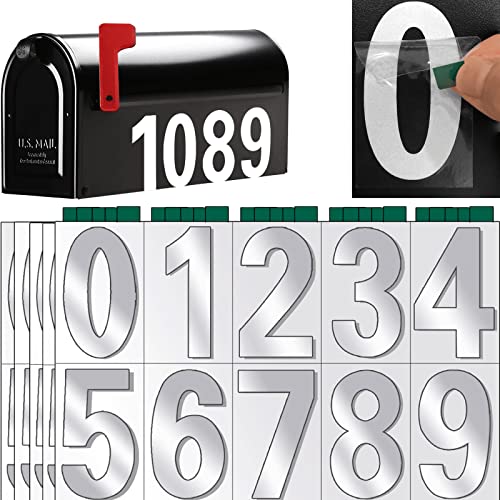Mailbox Numbers, 5 Sets 4 Inch Mailbox Numbers For Outside, Modern Number Mailbox Stickers, Vinyl Reflective Mailbox Numbers, Strong Adhesive Numbers For Mailbox, Reflective Numbers For Mailbox With Sticky Tabs For Easy Backing Peeling #TOP14