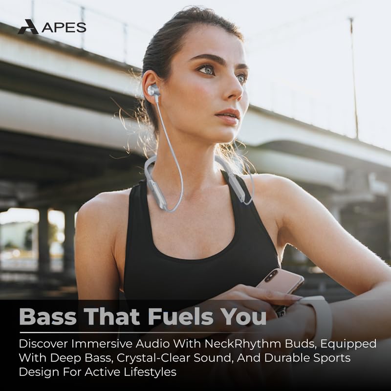 Image of APES NeckRhythm Wireless Bluetooth Neckband, 8Hrs Playtime, 10mm Drivers, Bluetooth v5.4 (Black)