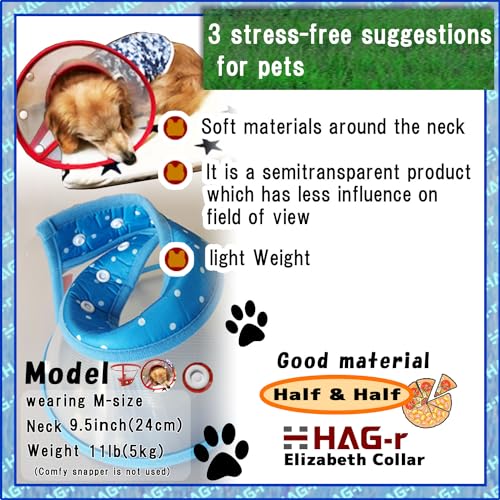 Image of Loosen Pochi Small Dog Cone with Supporters, Cat Cone, Adjust Dog's Neck to be 1inch Wider When Sleeping(Blue, Comfy Snapper Set-XL)
