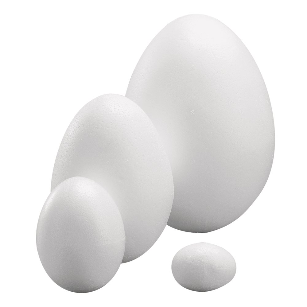 Rayher3317100 Large Polystyrene Egg for Easter Crafts, Fillable Two-Part Egg for Small Gifts and Sweets, Hollow Easter Egg, Height 30 cm, white