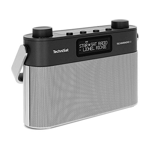 TechniSat TECHNIRADIO 8 - Portables Digitalradio mit Tragegriff (DAB+, UKW, Stereo, Sprachansagen, Radiowecker, Kopfhöreranschluss, Netz- und Batteriebetrieb, 6 Watt ) schwarz/silber