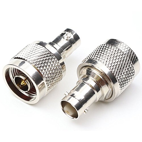 N Male to BNC Female Connector Adapter N Type Male Plug to BNC Jack RF Coaxial Adapter Connector Antenna Converter Connector for Radio Walkie Talkie 2 Packs