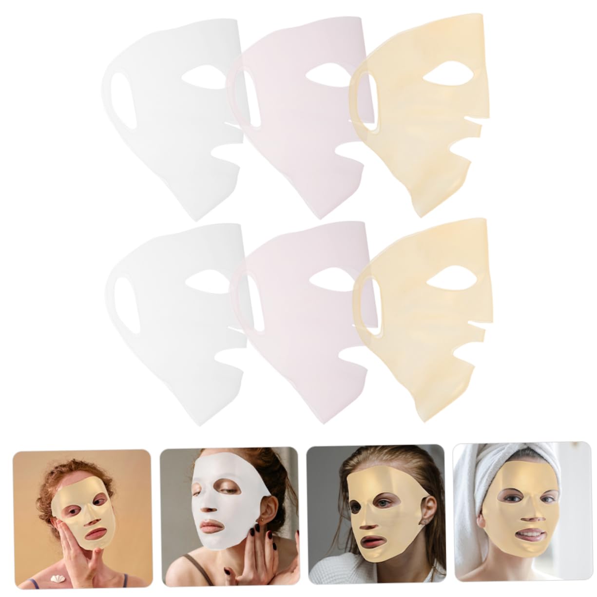 Beavorty 5 Set Di Maschere Facciali in Silicone Riutilizzabili in Fogli Per La Della Pelle 6 Pezzi * 5