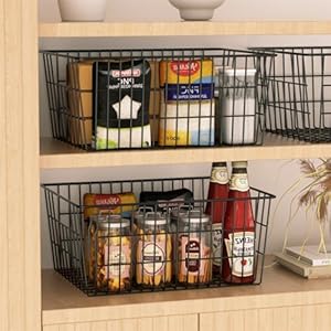 Sanno large freezer baskets metal storage organizer bin basket wire storage basket for kitchen pantry bathroom large metal farmhouse food fruit produce organizer binsblack8  urban country home decor