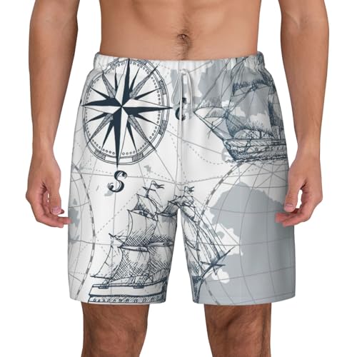 Short de bain homme motif carte nautique avec finitions haut de gamme