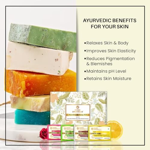 Image of Khadi Organique Natural & Herbal Handmade Soap Kit Set of 4 With Natural Extracts - 400 gm