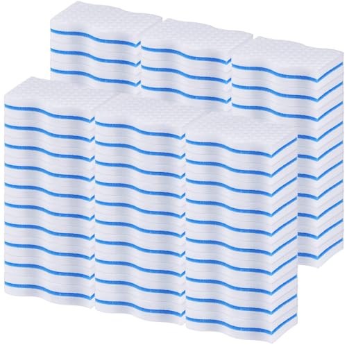 Image of SiliFine Magic Extra Durable Sponge Eraser 3 Layer Density Cleaning Pads in Bulk Thick More Lasting Sponge Eraser for Bathroom Kitchen Floor Bathtub Toilet Cleaner(60 Pcs,White, Blue)