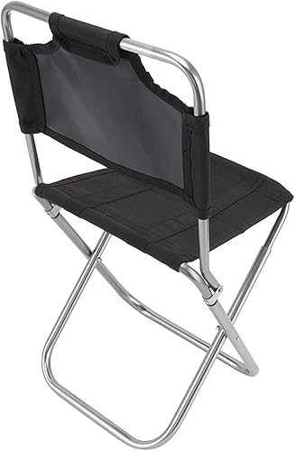 Fdit Mini silla plegable portátil de camping, negro, aluminio, tela Oxford, estilo moderno, ligera, resistente, respaldo cómodo, ideal para camping,