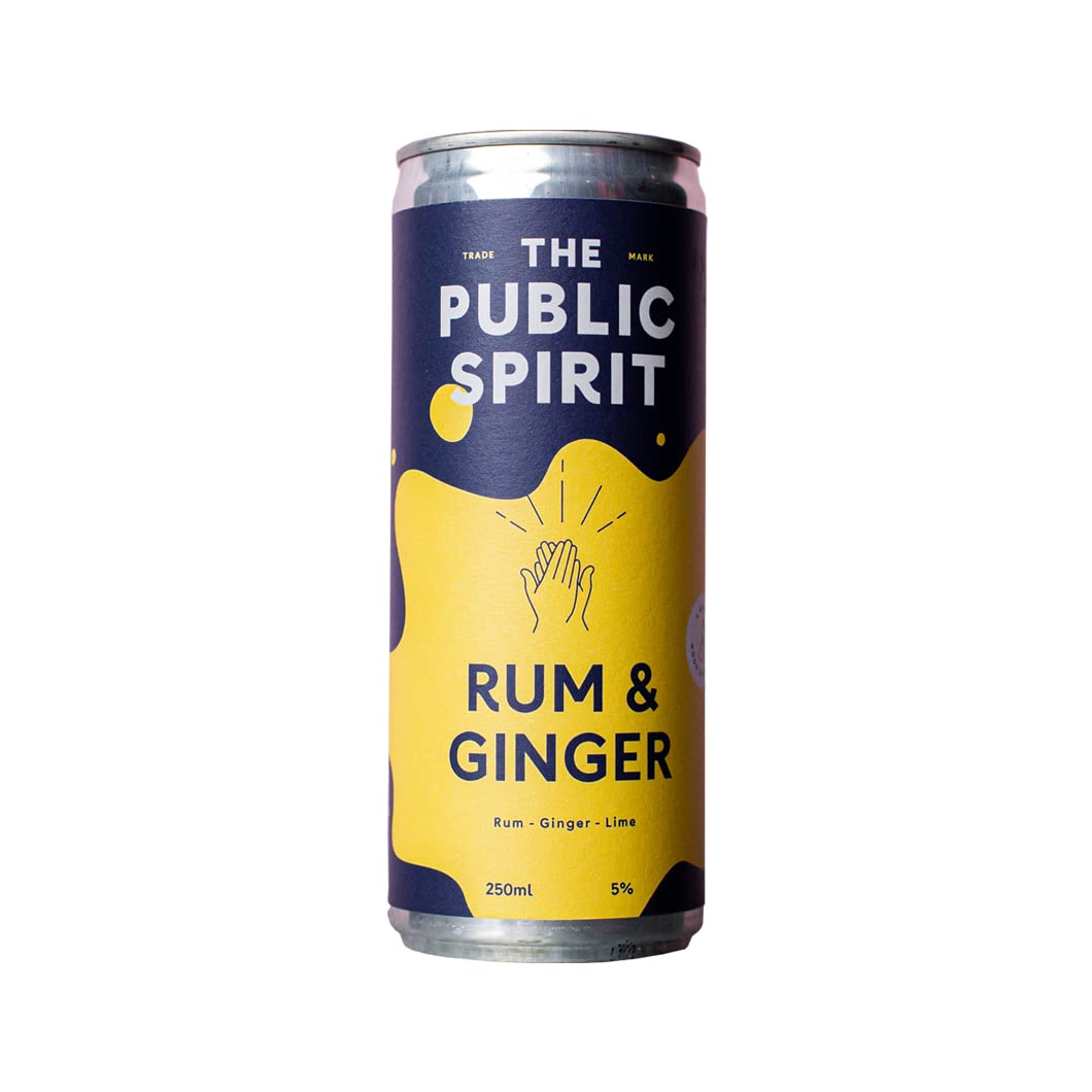 The Public Spirit | Great cocktails which do a lot of good | Award-winning Rum & Ginger - 12 Pack | Buy 1 can, feed 1 person | 100% Natural Ingredients | Vegan | 250ml 5% ABV
