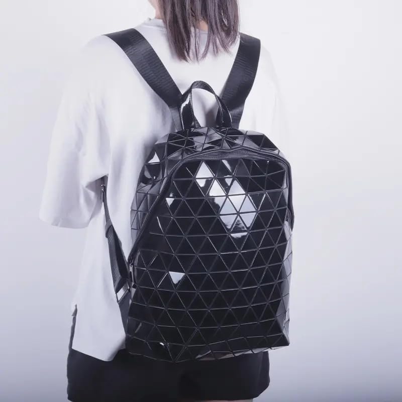 Image of Batcat Geometric Backpack Holographic Luminous Backpacks Reflective Bag Luminesk Irredescent Rucksack (Black triangle cut)