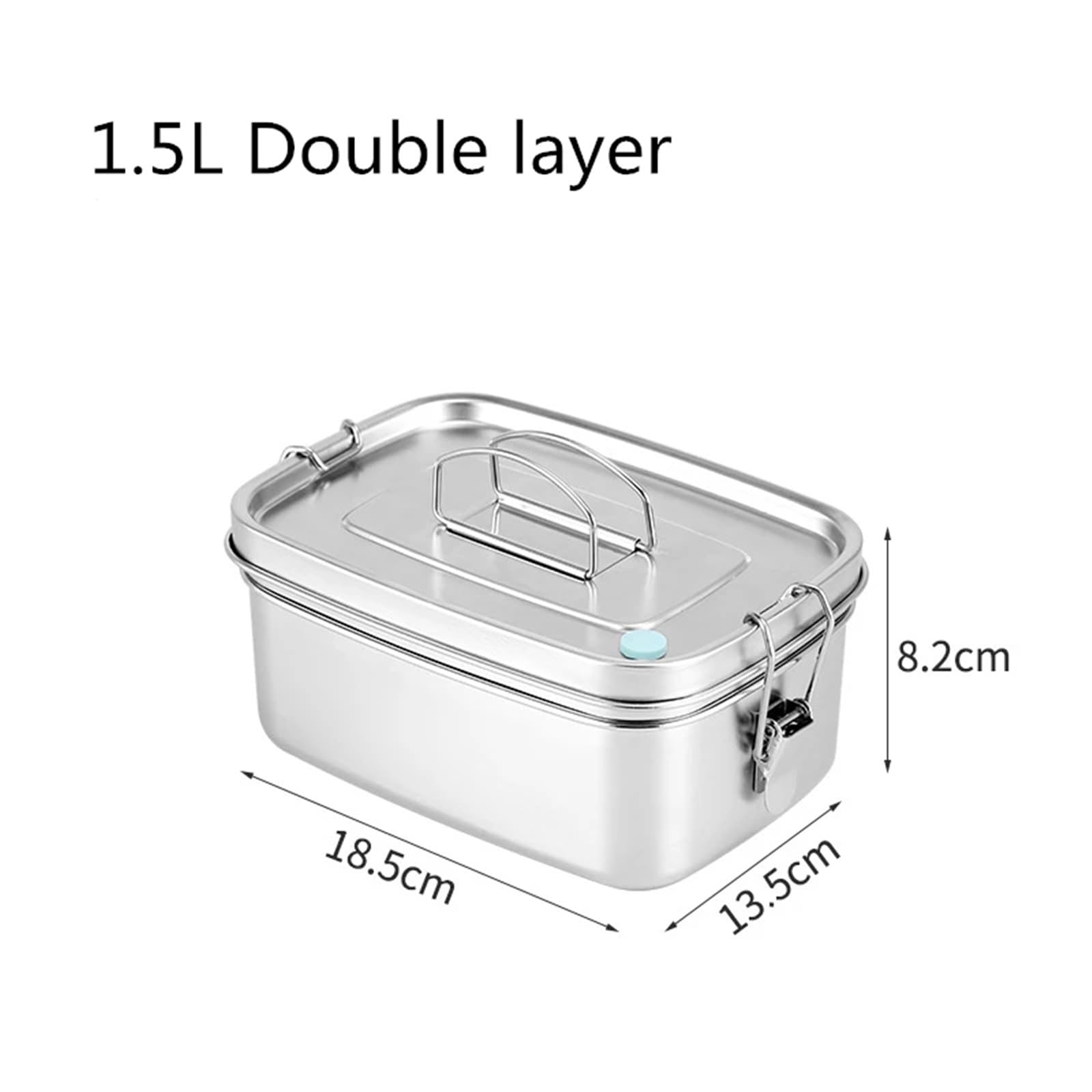 Fiambrera de acero inoxidable con tapa, gran capacidad, doble capa, antifugas, for almacenar alimentos, vajilla cocina Meal Prep Containers(Double Layer 1.5L)