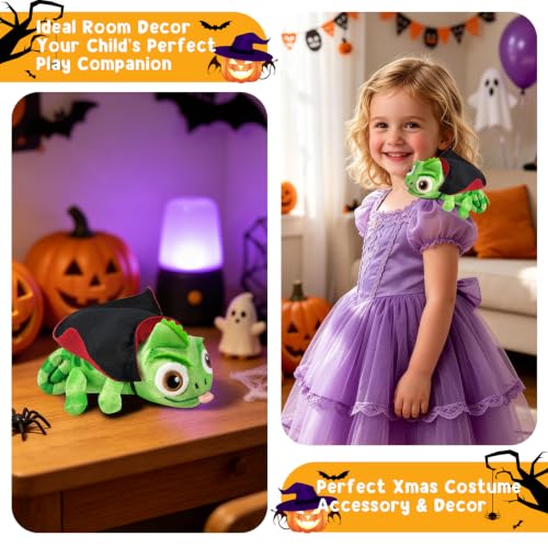 INOMO Chameleon Shoulder Plush with Detachable Cape, Halloween Costumes for Girls Women, Magnetic Shoulder Buddy, 7.1-Inch Lightweight Lizard Stuffed Animal, Cosplay Prop Gifts for Kids & Adults - image 5