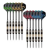 Wolftop 12 Pack Steel Tip Darts 22 Grams, Professional Darts Meatl Tip Set with Brass Barrels and...