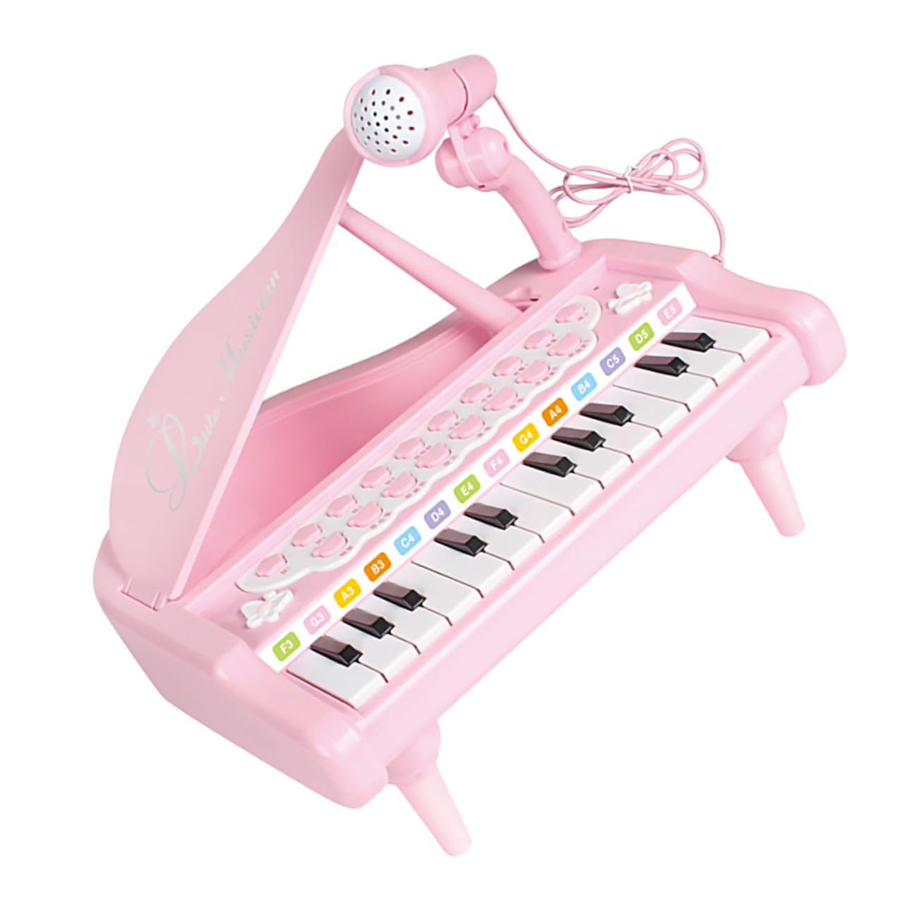 Hemobllo Organo Elettronico Multifunzionale per Ragazzo Ragazza con Microfono, Pianola Giocattolo in Plastica Rosa, Funzione Esplorazione Suoni e Volume Regolabile per Apprendimento