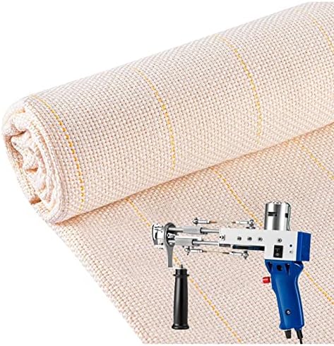 YHZONE 82 x 59 inch Cotton Primary Tufting Cloth, Big Size Monk Cloth Fabric with Yellow Guidelines for Punch Needle and Rug Tufting,Punch Needle Embroidery Cloth