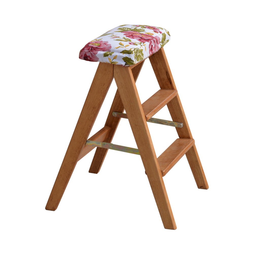 Escabeau pliant multifonction portable LUNEZY chaise haute 3 marches en bois
