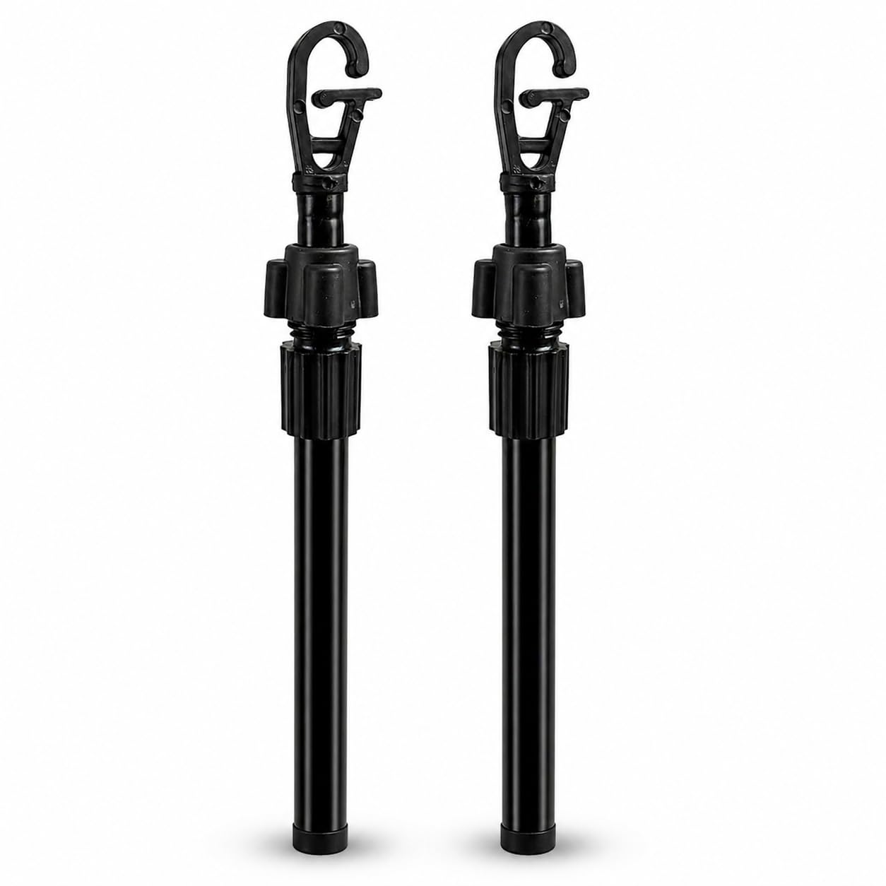 Plushé Haven Black Adjustable Clothesline Prop Pole – Telescopic Laundry Line Support With Hook Heavy Duty Steel Washing Line Pole For Outdoor Garden & Yard Drying Pack Of 2 1.2M- 2.4M