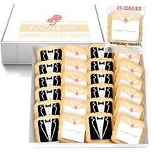 Wedding Cookie Bride and Groom Cookies 24 Pack Individually Wrapped Party Favor Bridal Shower Engagement Theme Cookies Tuxedo Dress