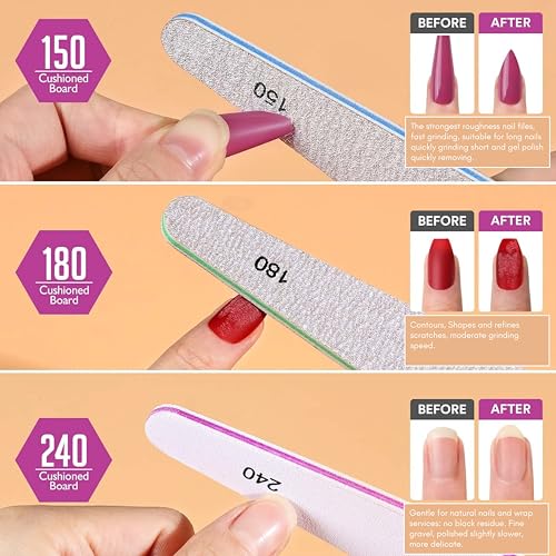 Image of Beaute Secrets Korean Sand Paper 6pcs Nail Files Set for Manicure, Nail Buffer Files Block Coarse Washable Nail Polisher Double Sided Nail Shaper Emery Boards for Acrylic & Natural Nail 100 /150 /180 /220 /240 /280 /1000 /4000 Grid (Korean | PNF3)