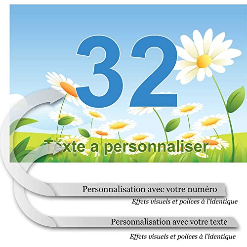 Plaque aluminium/polyethylene numéro rue décorative - pour maison, garage, porte, et boite aux lettres - collection fleur : 2 lignes personnalisables – vue 4
