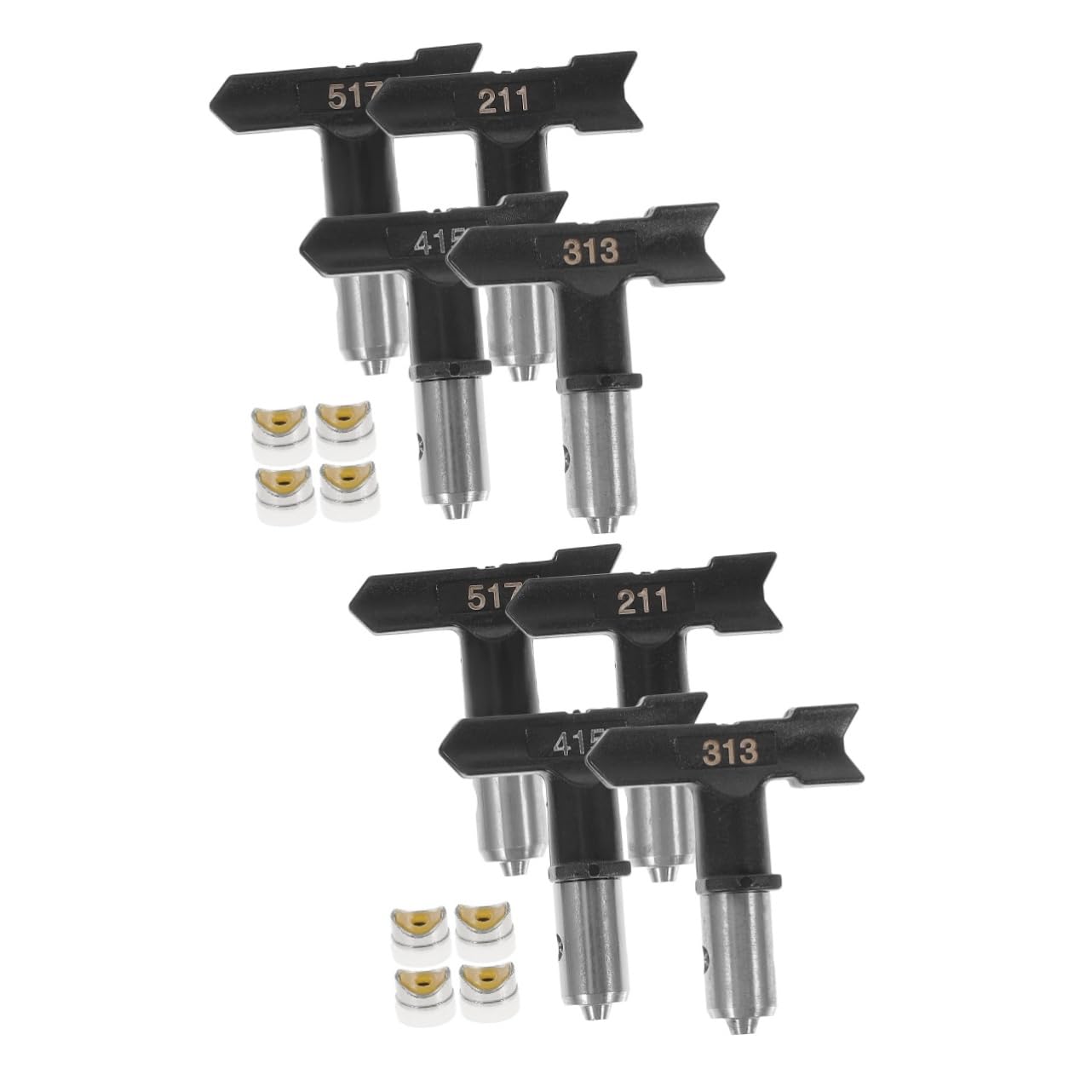 Gadpiparty 8stücke Teiliges Sprühkopf Airless Sprühgeräte Kompatibel Mit Verschiedenen Farbsprühern Langlebige Edelstahl Und Kunststoffkonstruktion Präzise Sprühdüsen Für