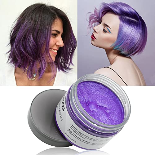 Purple Hair Dye Natural Hair Color Wax Temporary Hair Color Spray, Disposable Hair Styling Clay, Instant Hair Styling Cream for Parties, Cosplay, Masquerade (Purple)