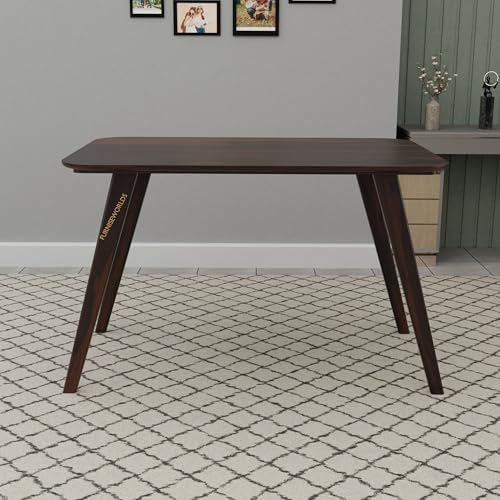 Image of Solid Sheesham Wood 4 Seater Dining Table Set for Home and Kitchen, Rattan Dining Table 4 Seater with Chairs Cane Furniture, Dining Set