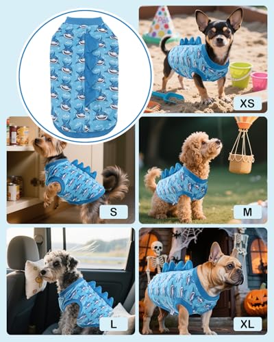 Image of CuteBone Dinosaur Costume Dog Shirt, Stretchy Velvet T-Shirt Clothes for Small Dogs, Soft & Breathable Pet Tee Outfit Cat Apparel for Daily Wear, Cozy Pullover Design Puppy Fashion COSBX04XS