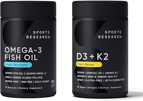 Miniatura 1 de Sports Research Aceite de pescado Omega 3 Triple Strength 1250mg EPA y DHA de Wild Alaska Pollock Burpless Suplemento de origen sostenible y