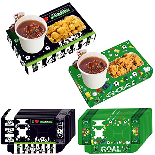 CIEOVO 24 Stück Fußball-Papier-Snack-Tabletts, Sport-Popcorn-Getränke, Süßigkeitenbox, Partyzubehör, für Fußballthema, Geburtstag, Fußball, Event, Partyzubehör, Dekoration Cover