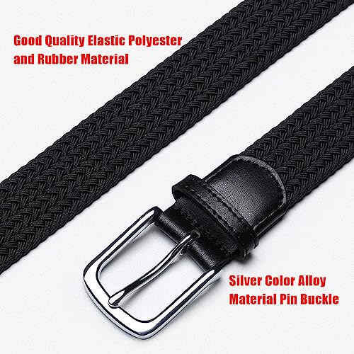 Mens Braided Stretch Belt 1.38" Wide Mixed Color Woven Elastic Golf Belts for Men Casual Jeans Belt3