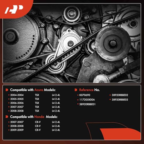 Image of A-Premium 69.01 Inch Engine Serpentine Drive Belt Compatible with Honda & Acura Cars - CR-V CRV 2007-2009, TSX 2004-2008 - 2.4L, Gas Only, Replace 38920RBBE03, 38920RBBE02