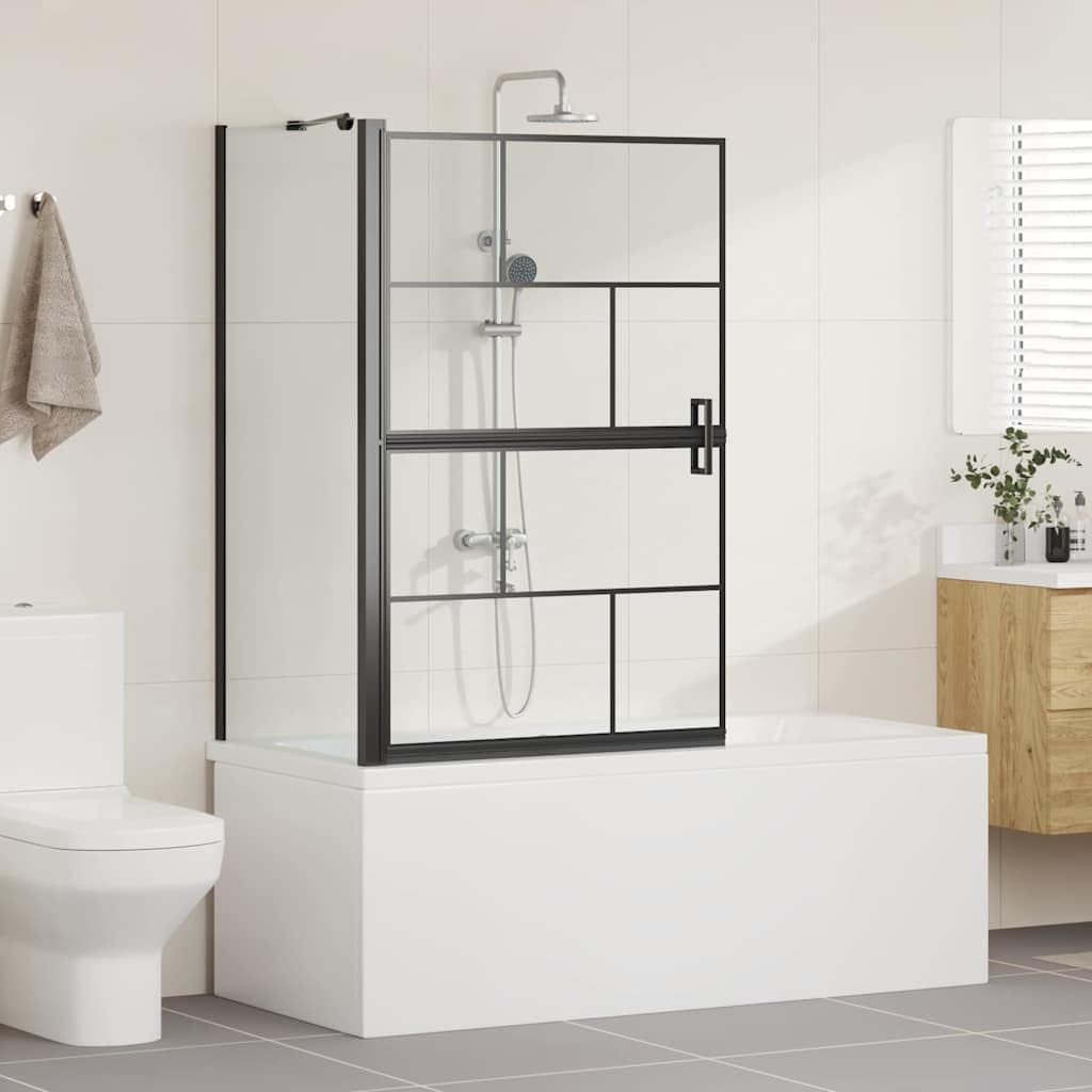 Box doccia pieghevole in vetro temperato con telaio in alluminio, nero e trasparente, 116 x 68 x 128 cm, idrorepellente, regolabile manualmente