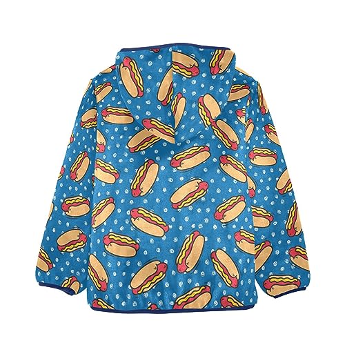 Cartoon Hot Dog Boys Fleece Hoody Jacket Zip Up Coat Warm Fall Winter Plush Jacket Long Sleeve Outerwear2