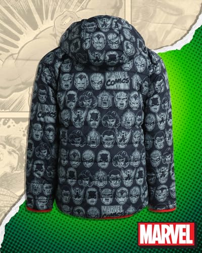 Image of Marvel Spider-Man Boys Puffer Jacket Reversible Sherpa Fleece Lining Coat