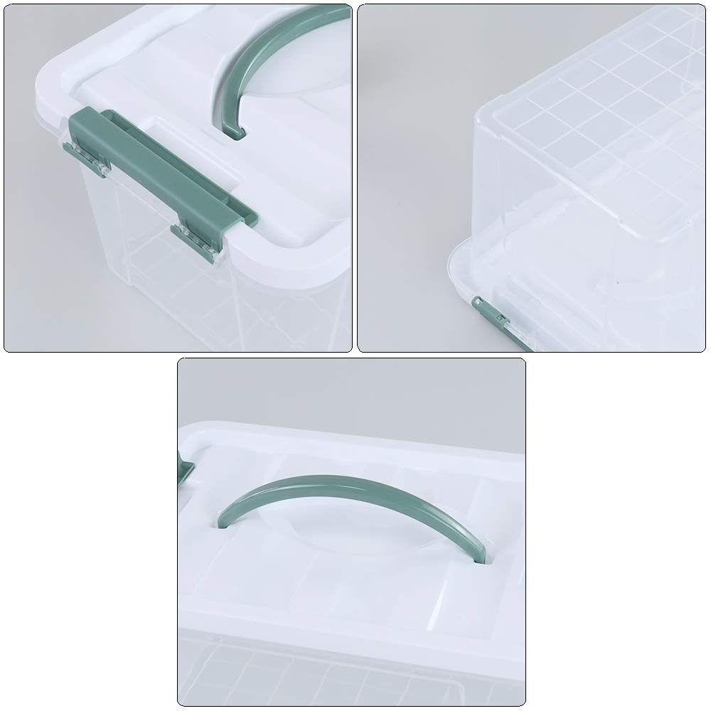 5.5L Aufbewahrungsboxen aus Plastik, 6-pack Kisten mit Deckel (Grüner Griff)