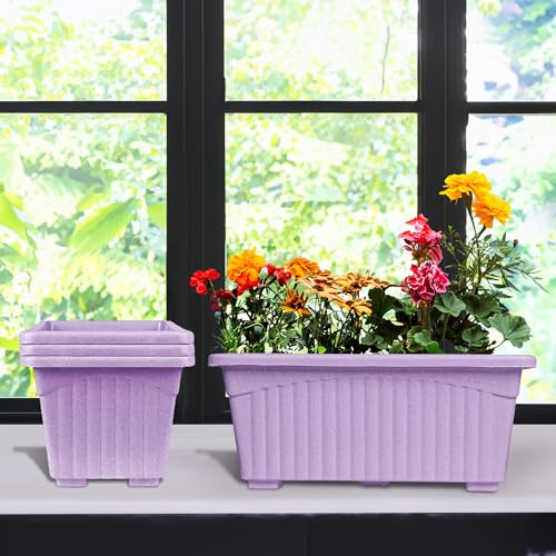 Kuber Industries Pack of 4 Flower Pot | Flower Planters for Home-Lawns & Gardening | Flower Pot for Living Room-Office | Window Planters | Flower Pots for Balcony | Marble Jupitar | Purple