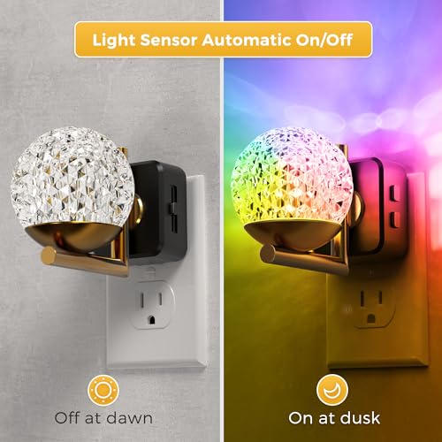 Image of L LOHAS LED Night Lights Plug Into Wall,Dusk to Dawn Sensor,10-Color RGB Dimmable Night Light, 180Rotating Plug in Night Light for Bathroom, Hallway, Bedroom, Stairway
