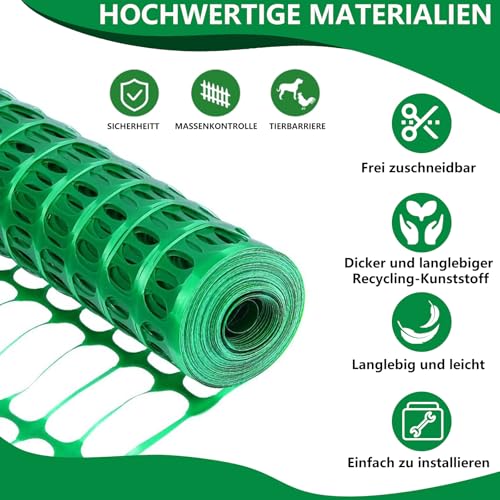 Warmfay Gartenzaun 1m Hoch, 20m Lang, Hundezaun Mobiler mit Pfähle und Kabelbindern, Universal PE Begrenzungszaun, Zaun ohne Strom, für Garten, Haus, Hof