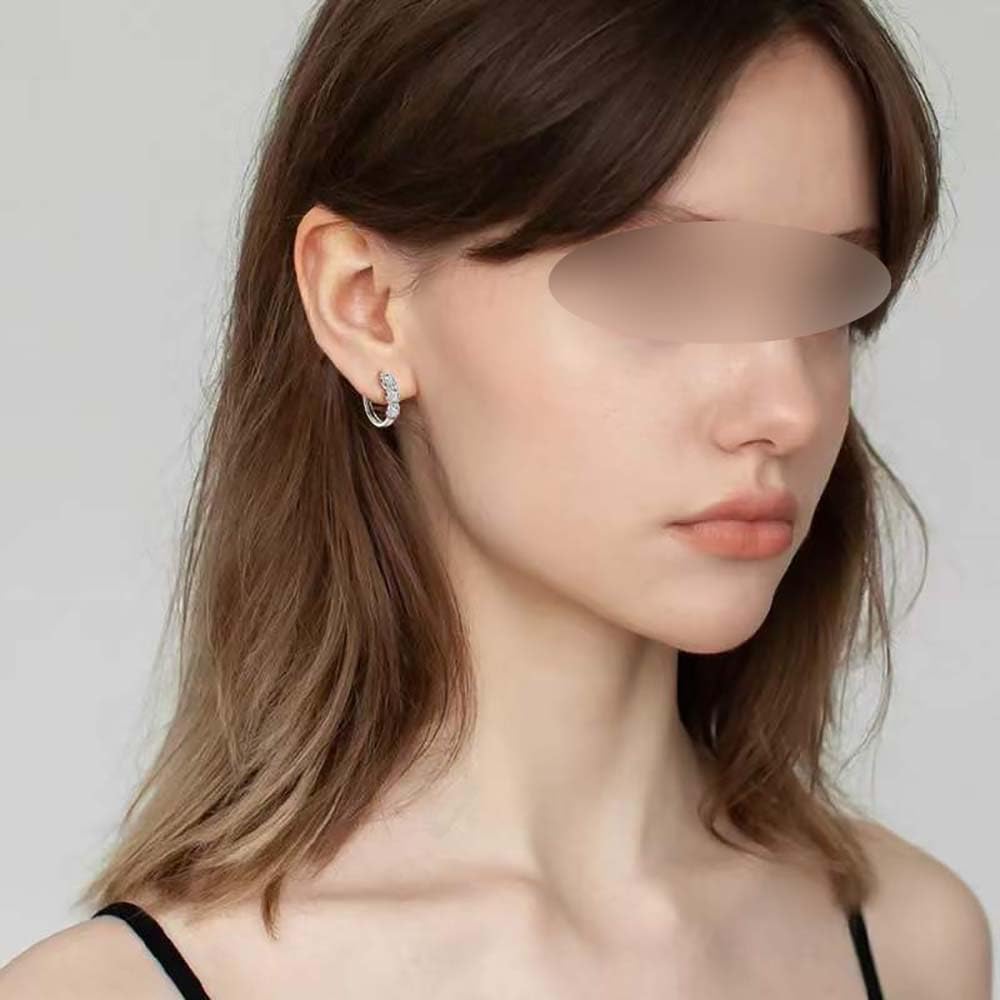 Orecchini a Doppio Cerchio in Argento Sterling, Cerchio Staccabile, a Goccia, per Donne e Ragazze