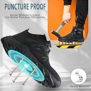 JAOOUU S3 Veiligheidsschoenen voor dames en heren, werkschoenen, lichte schoenen met stalen neus, waterdicht en antislip, uniseks, 40 EU