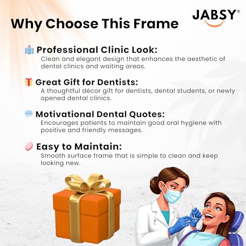 Image of JABSY Dentist Dental Gift Quote Frame Doctor Hospital Health Medical Wall Decor Poster Framed Gift (12X9 Inch Frame) (Teeth)