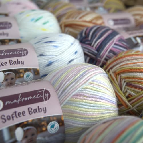 Image of Makromecity Softee Baby Yarn,%100 Premium Anti-Pilling Acrylic, 3.5 Oz, 273 yd (100gr /250 mt), Soft Yarn for Crocheting and Knitting (Honey Bee, 3 Skeins)