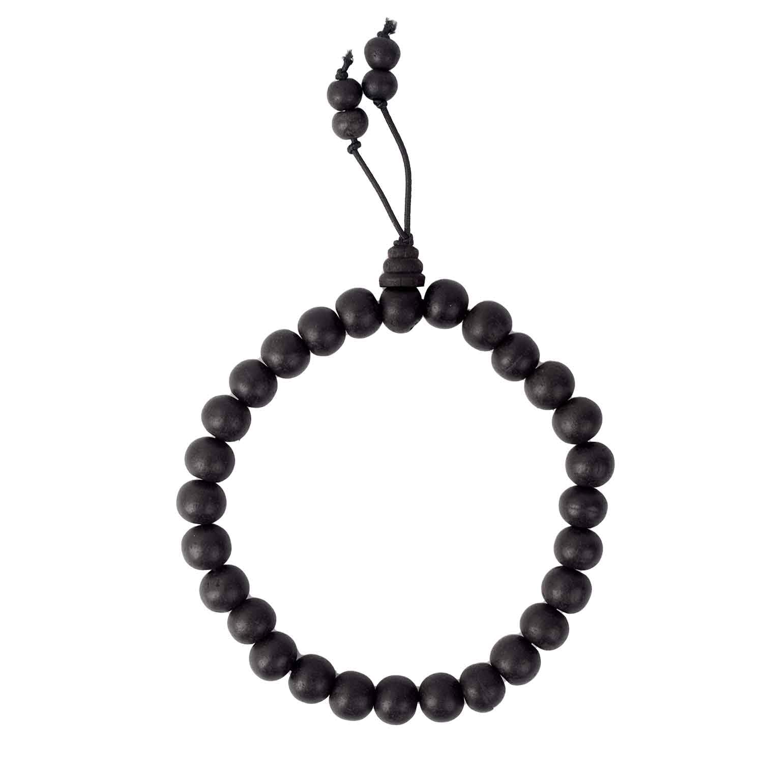 SATVIK 8mm Ebony Wood Bracelet for Men & Women – Matte Finish, Natural Wooden Beads, Stretchable Elastic, Handmade Fashion Jewelry