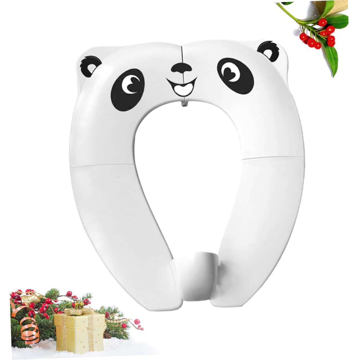 Sedile Wc Pieghevole per Ragazzi, Cerchio Trainer Bianco in Abs | Maniglie Grandi, Design Cartoon Adorabile, per Potty Training, Facile da Afferrare