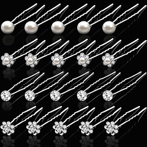 20 Piezas Horquillas para el Pelo de Boda con Perlas y Diamantes Cover