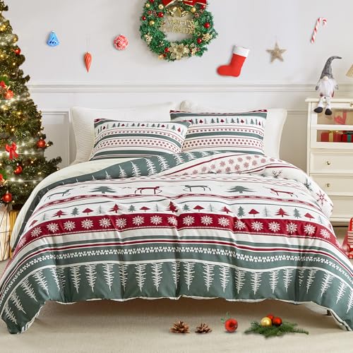 Lekesky Weihnachts Bettwäsche 135x200, Grüner Weihnachtsbaum...